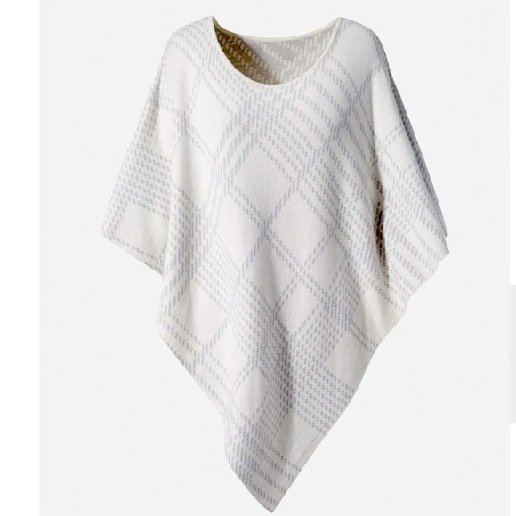 Chico’s Reversible Plaid Knit Triangle Poncho - Picture 1 of 6